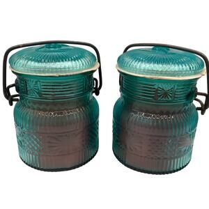 AVON Blue Canning Jar With Original Country Spiced Apple Candle and Lid Vintage